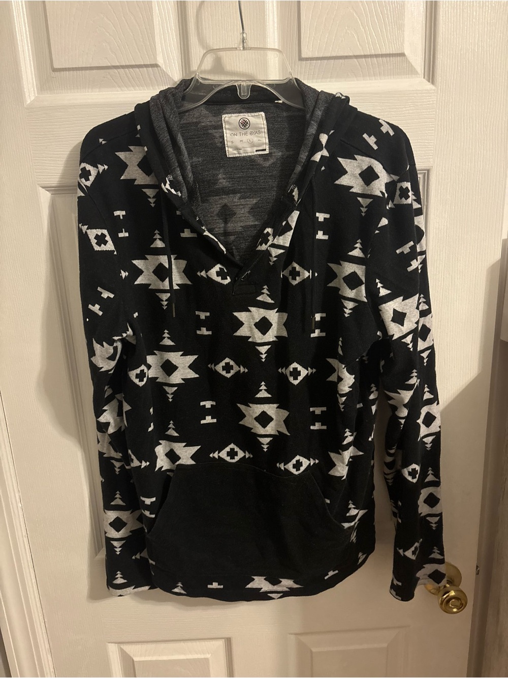 on the byas Black & White Aztec Hooded Pullover
